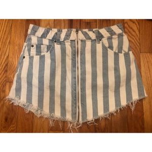 striped denim mini skirt